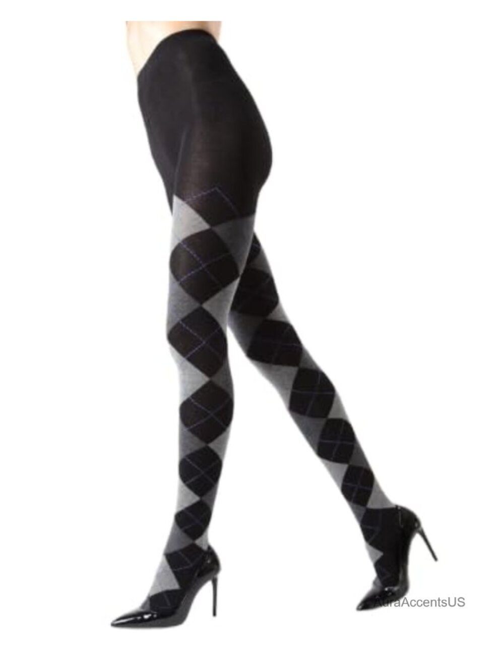 Argyle Cotton Sweater Tights for Women, High Rise M/L